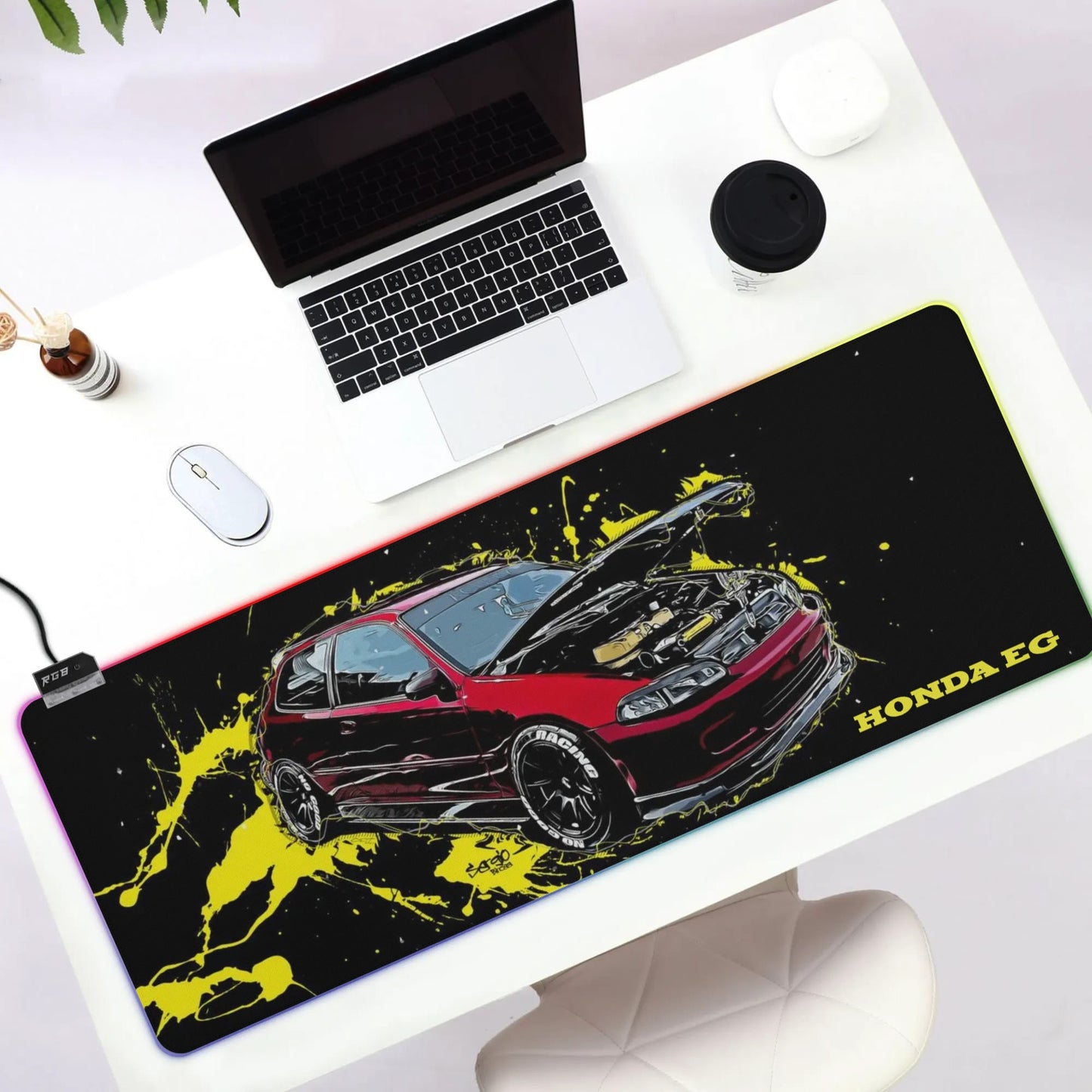 Honda EG Rubber Gaming Mousepad Transparent LED RGB Keyboard Pad