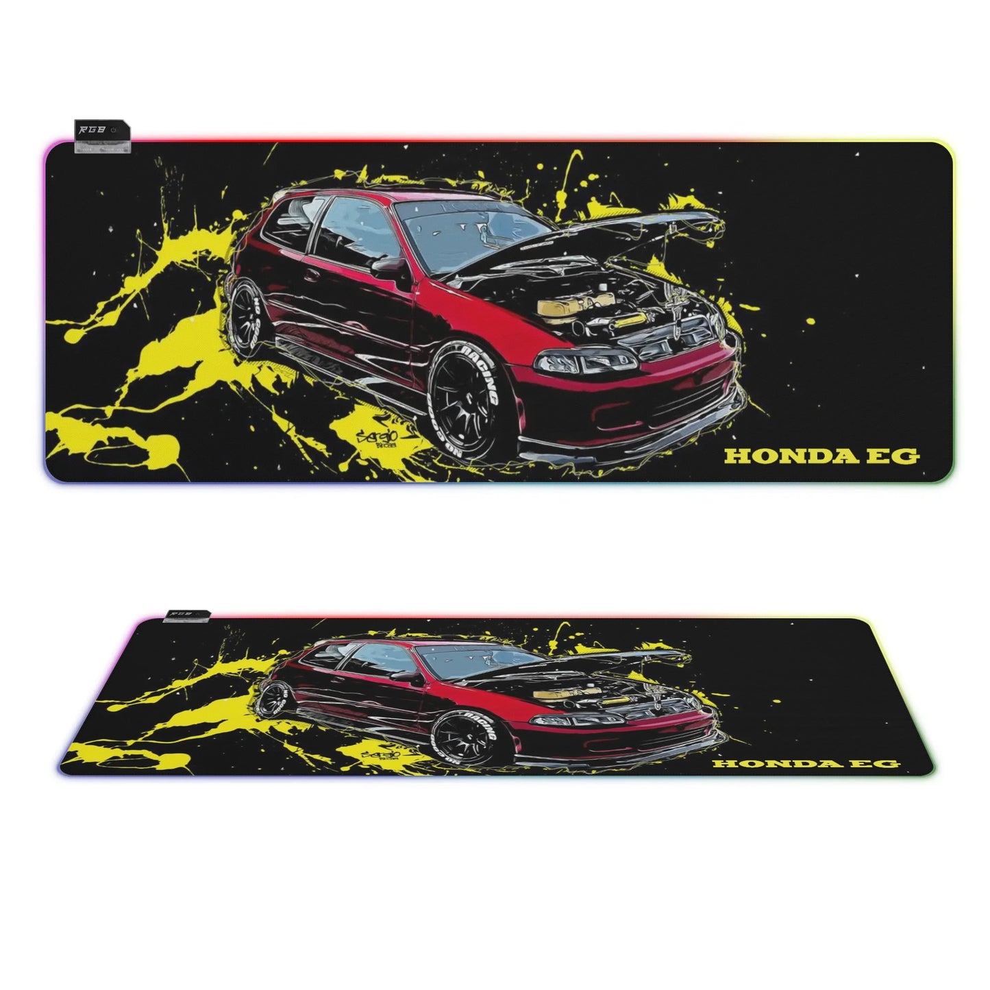 Honda EG Rubber Gaming Mousepad Transparent LED RGB Keyboard Pad