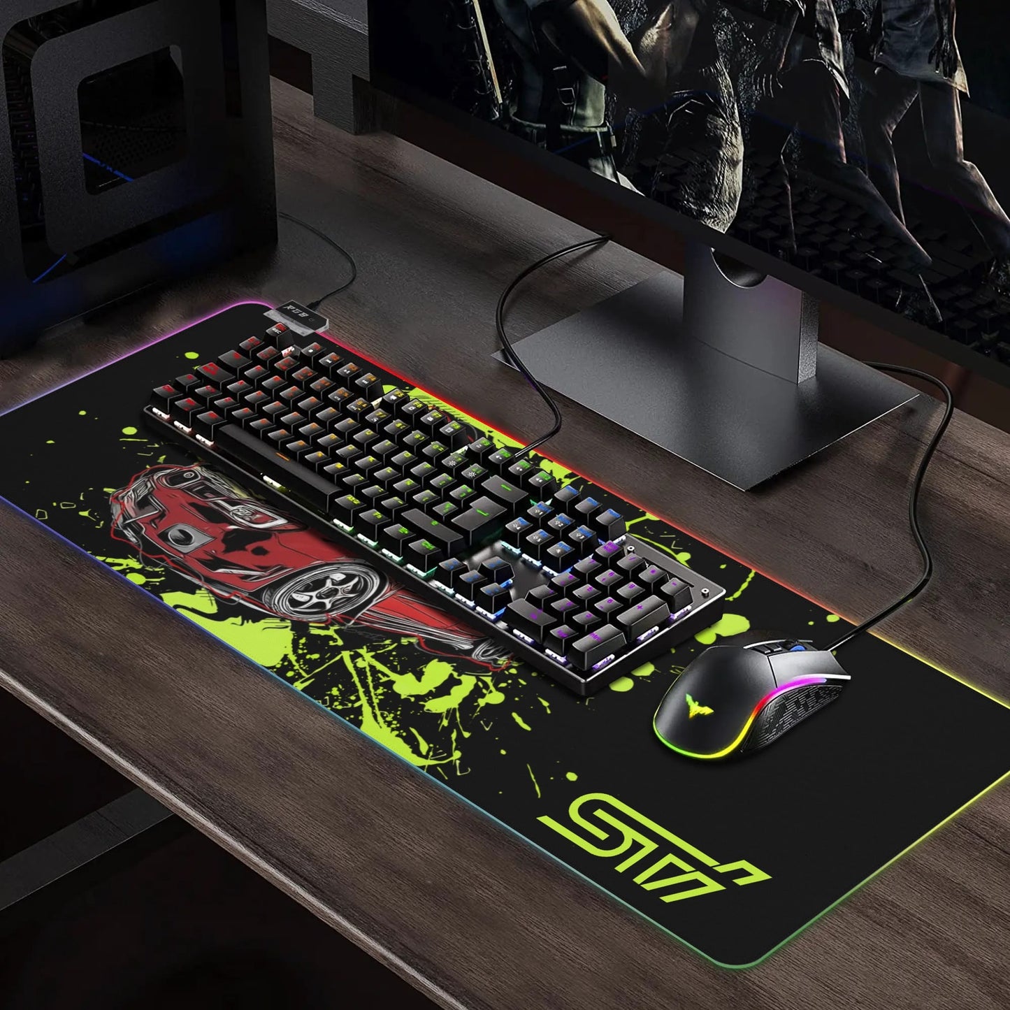 STI Rubber Gaming Mousepad Transparent LED RGB Keyboard Pad