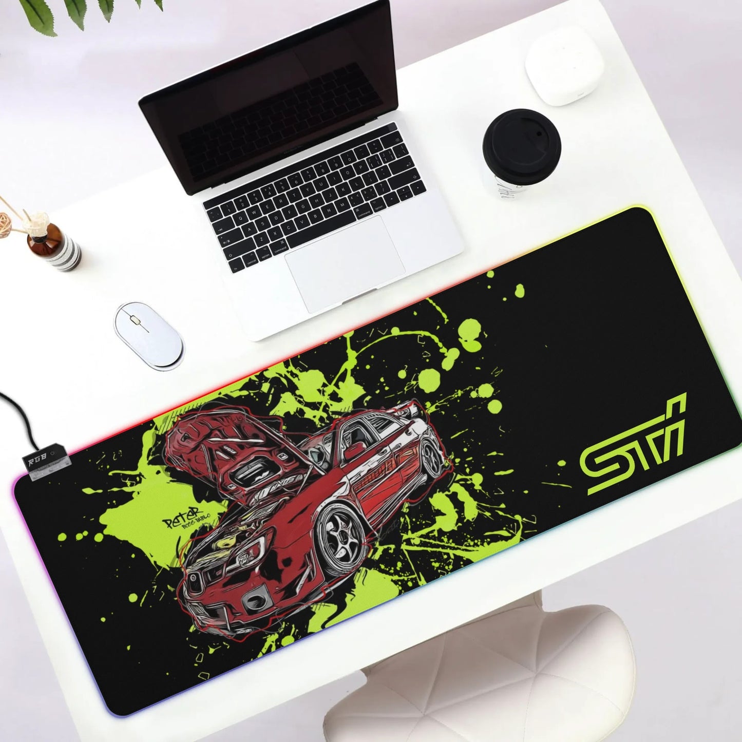 STI Rubber Gaming Mousepad Transparent LED RGB Keyboard Pad