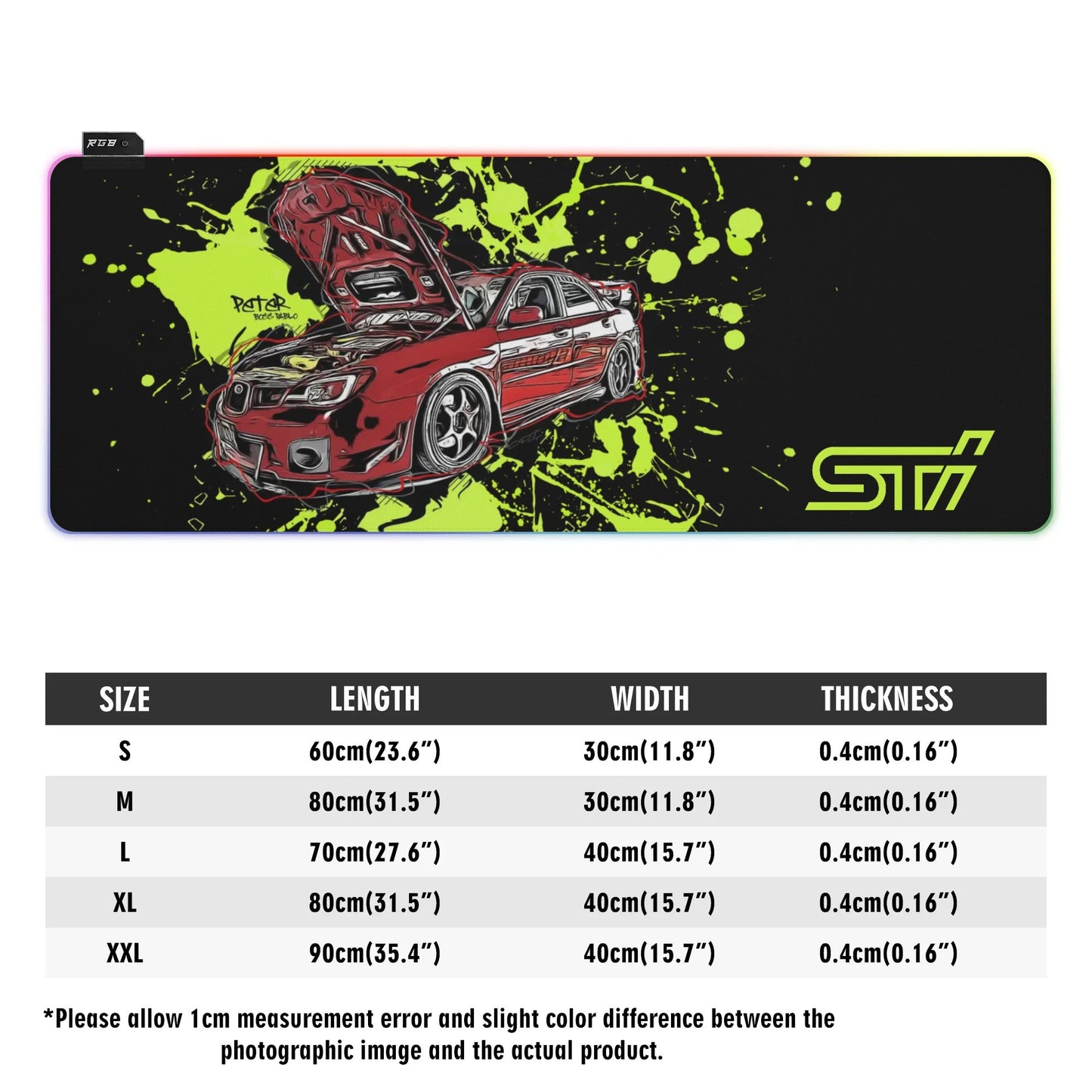 STI Rubber Gaming Mousepad Transparent LED RGB Keyboard Pad