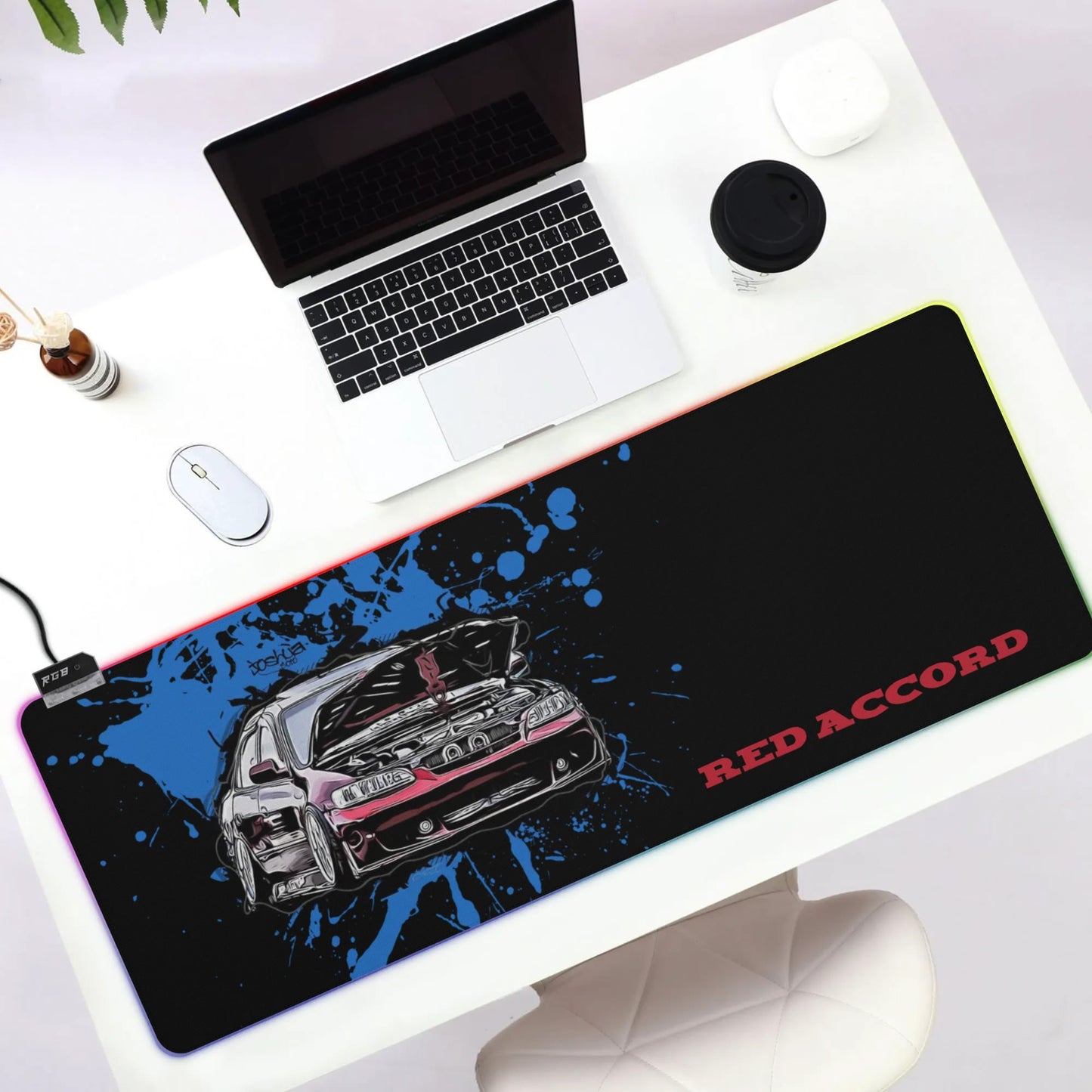 Accord Rubber Gaming Mousepad Transparent LED RGB Keyboard Pad