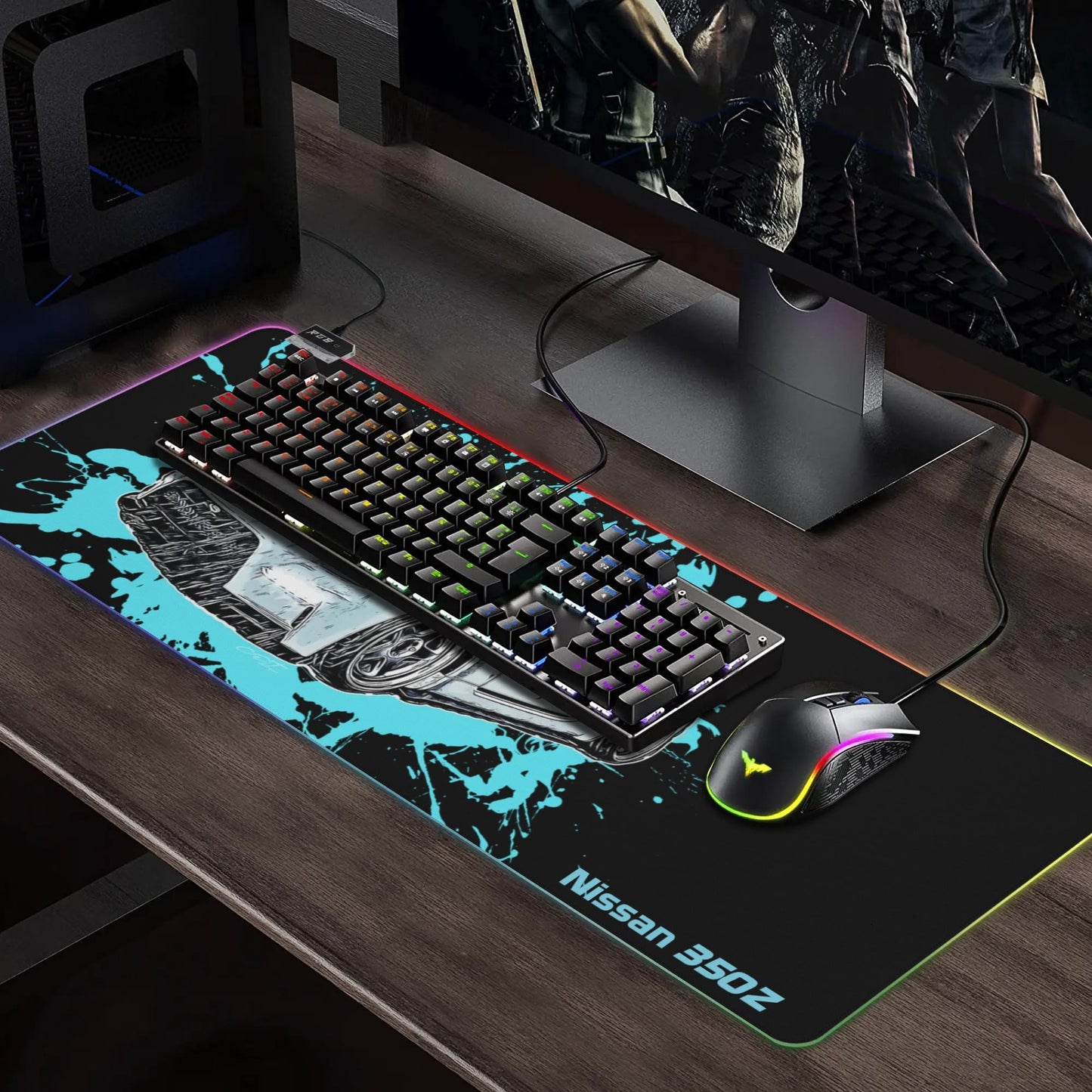 350Z Rubber Gaming Mousepad Transparent LED RGB Keyboard Pad