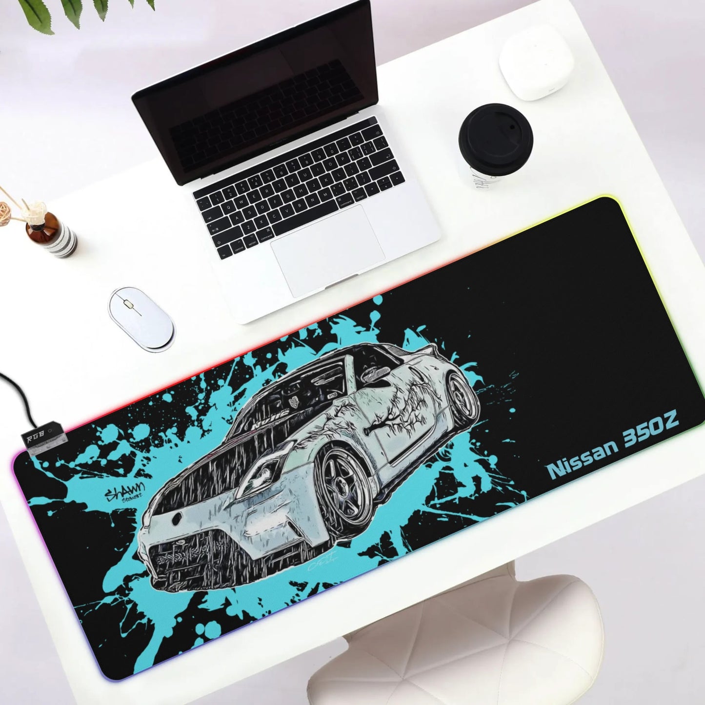 350Z Rubber Gaming Mousepad Transparent LED RGB Keyboard Pad