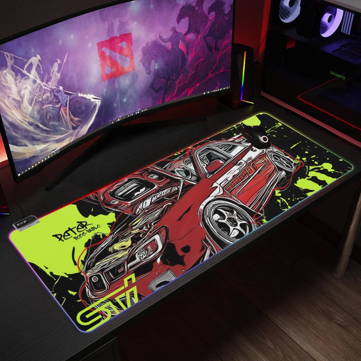 STI Rubber Gaming Mousepad Transparent LED RGB Keyboard Pad