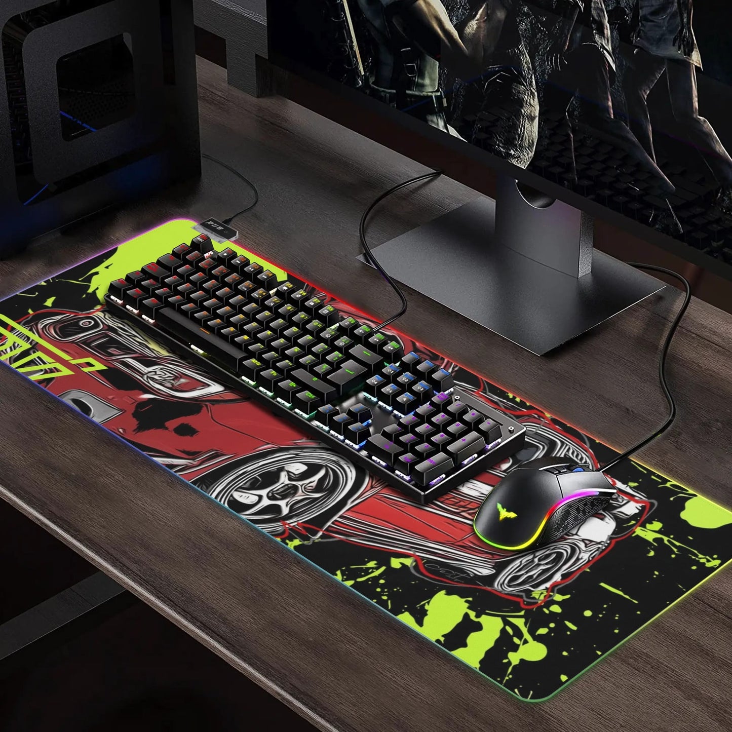 STI Rubber Gaming Mousepad Transparent LED RGB Keyboard Pad
