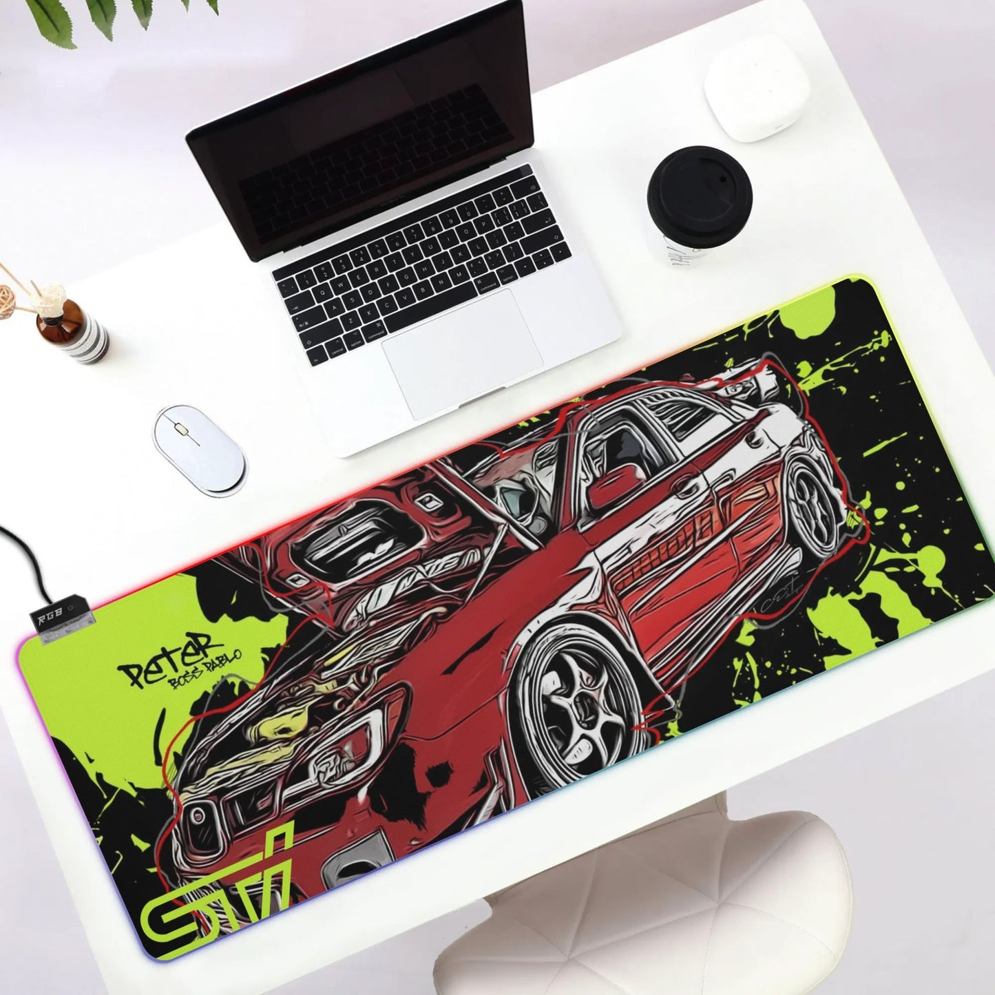 STI Rubber Gaming Mousepad Transparent LED RGB Keyboard Pad