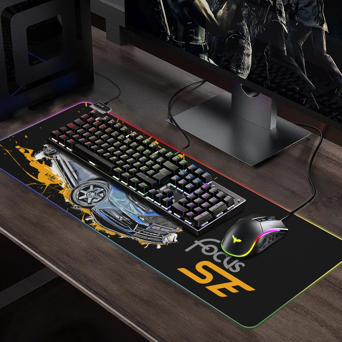Focus SE Rubber Gaming Mousepad Transparent LED RGB Keyboard Pad