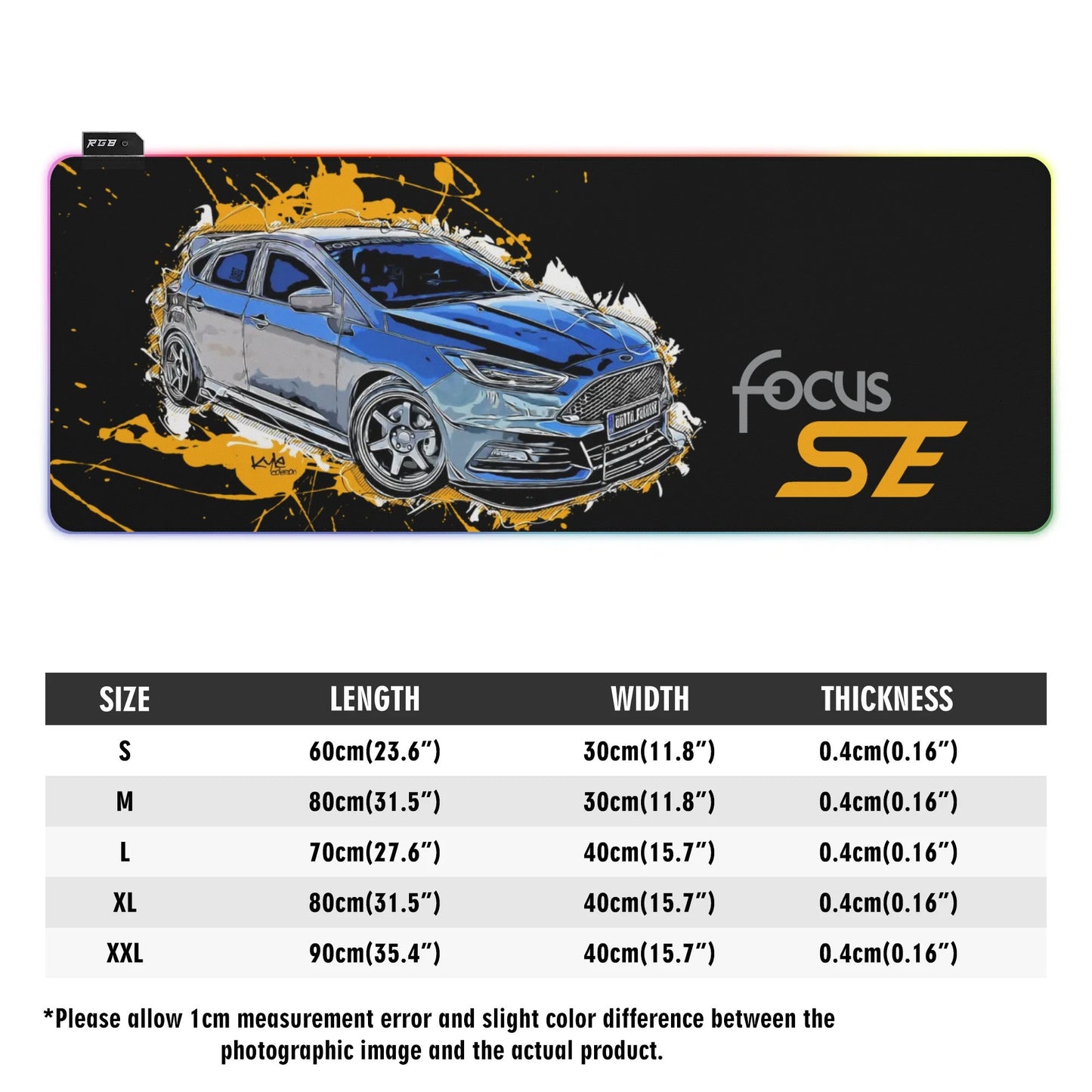 Focus SE Rubber Gaming Mousepad Transparent LED RGB Keyboard Pad