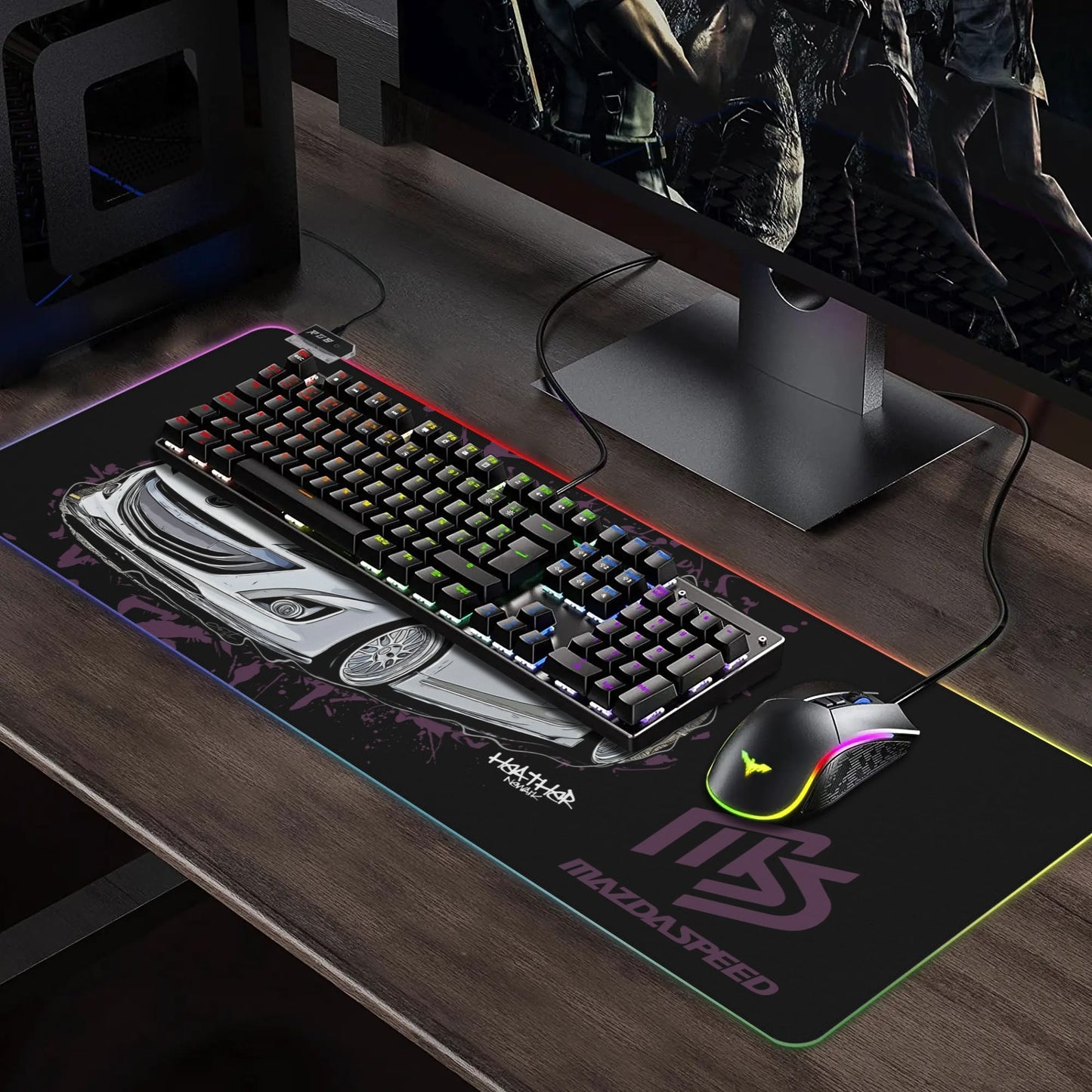 Mazdaspeed 3 Rubber Gaming Mousepad Transparent LED RGB Keyboard Pad