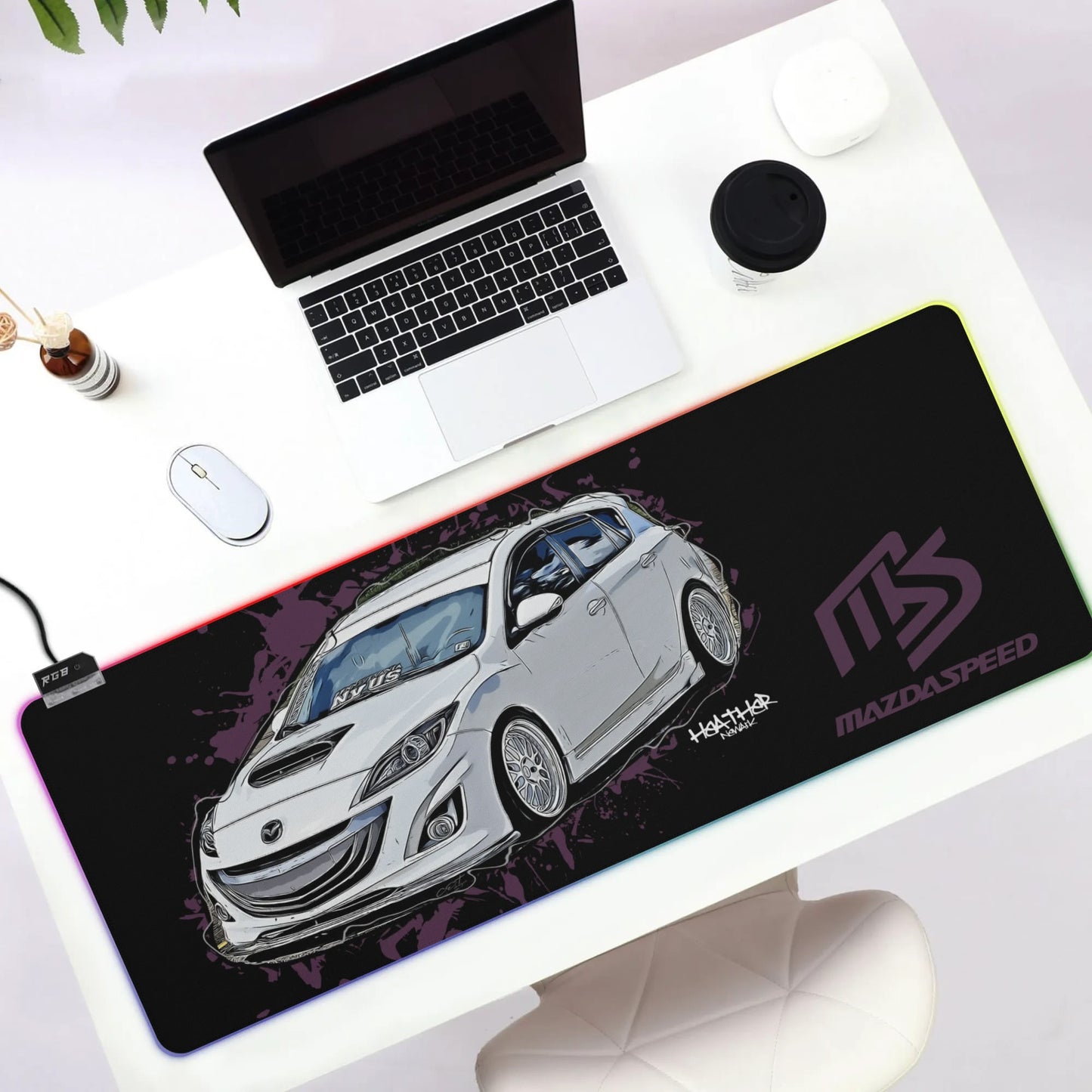 Mazdaspeed 3 Rubber Gaming Mousepad Transparent LED RGB Keyboard Pad