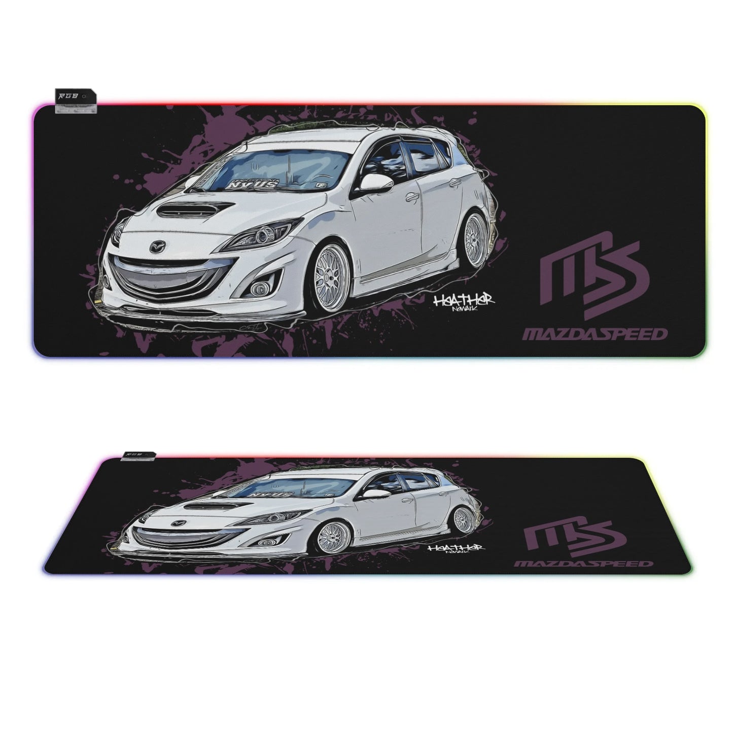 Mazdaspeed 3 Rubber Gaming Mousepad Transparent LED RGB Keyboard Pad