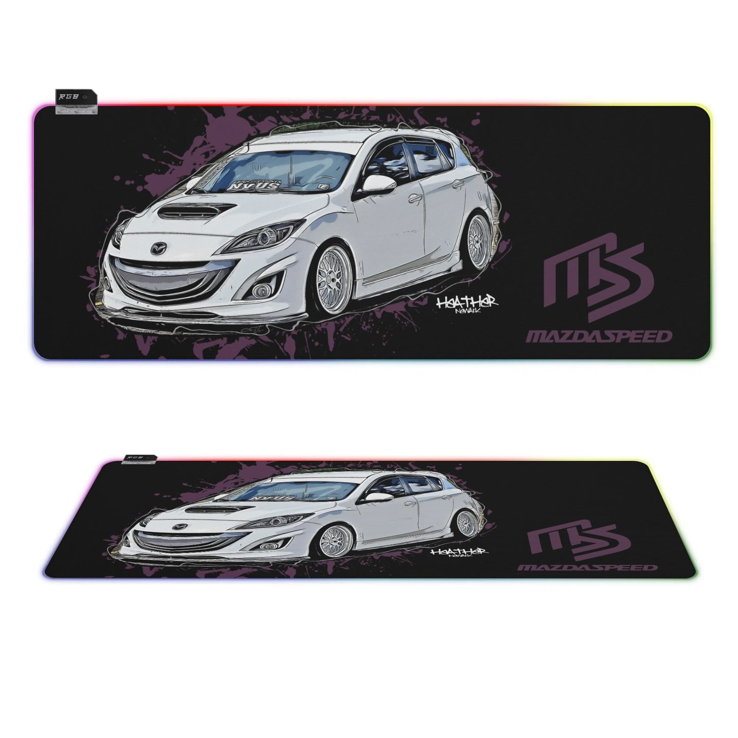 Mazdaspeed 3 Rubber Gaming Mousepad Transparent LED RGB Keyboard Pad