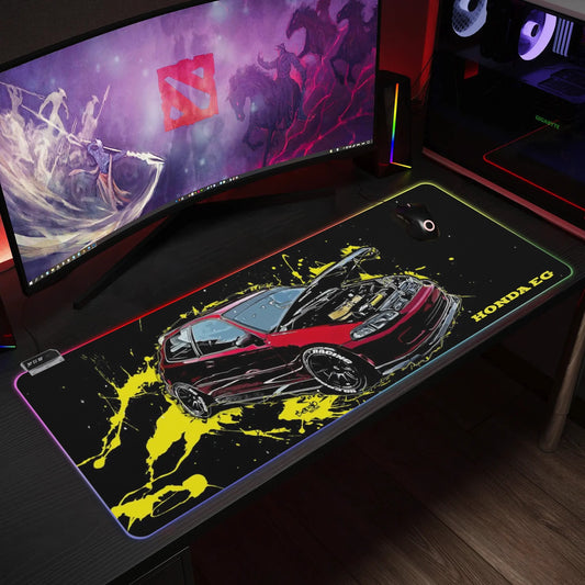 Honda EG Rubber Gaming Mousepad Transparent LED RGB Keyboard Pad