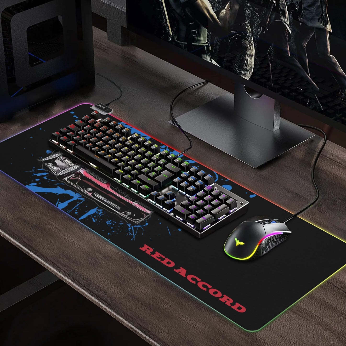 Accord Rubber Gaming Mousepad Transparent LED RGB Keyboard Pad