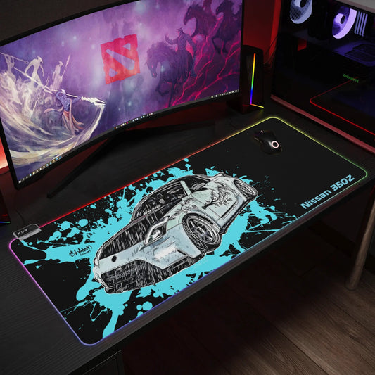 350Z Rubber Gaming Mousepad Transparent LED RGB Keyboard Pad