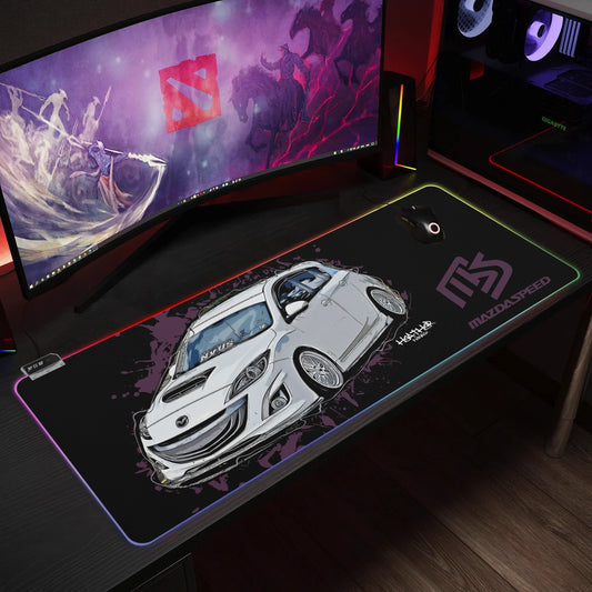 Mazdaspeed 3 Rubber Gaming Mousepad Transparent LED RGB Keyboard Pad